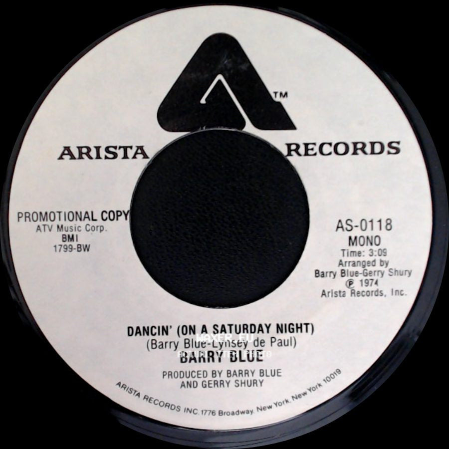 Barry Blue - Dancin' (On A Saturday Night) / Dancin' (On A Saturday Night) side B