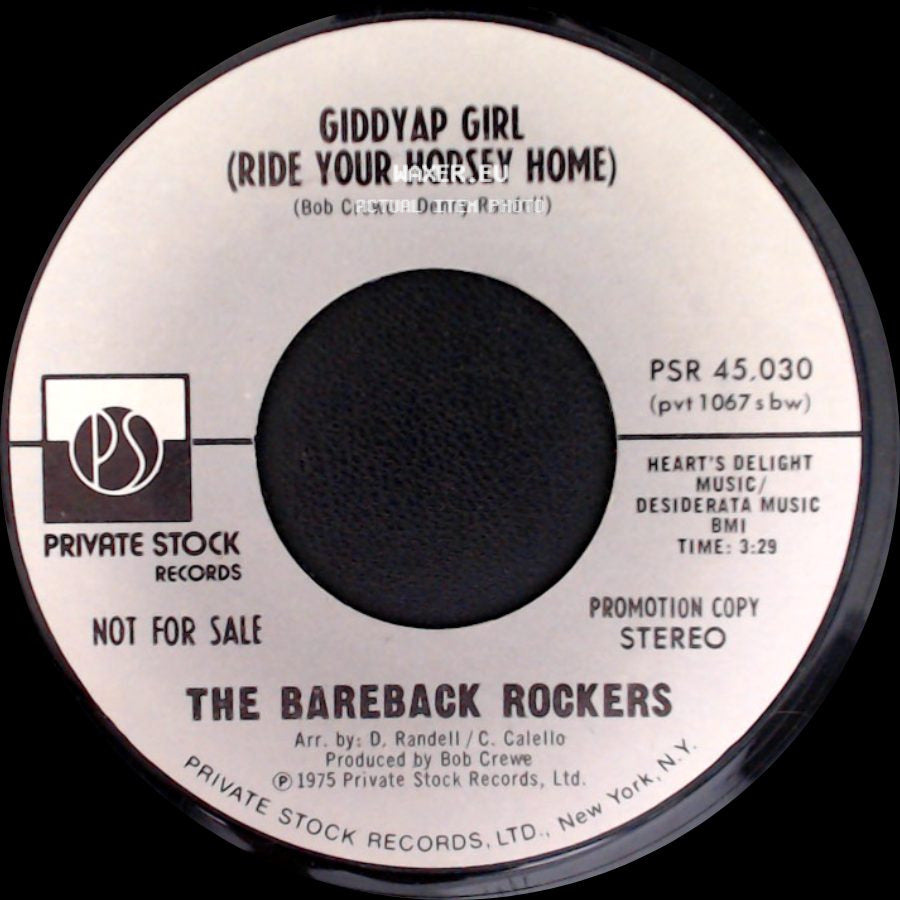 The Bareback Rockers - Giddyap Girl (Ride Your Horsey Home) / Giddyap Girl (Ride Your Horsey Home) side A