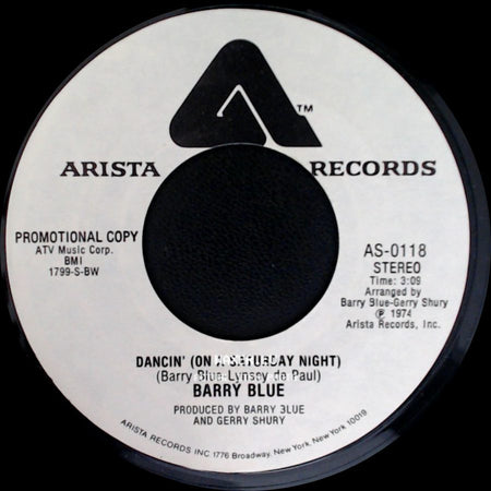 Barry Blue - Dancin' (On A Saturday Night) / Dancin' (On A Saturday Night) side B