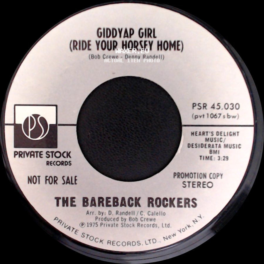 The Bareback Rockers - Giddyap Girl (Ride Your Horsey Home) / Giddyap Girl (Ride Your Horsey Home) side A