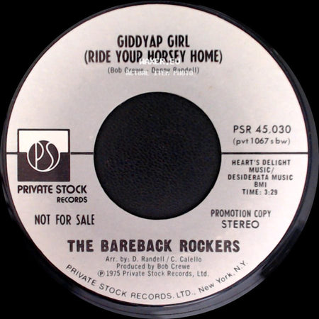The Bareback Rockers - Giddyap Girl (Ride Your Horsey Home) / Giddyap Girl (Ride Your Horsey Home) side A