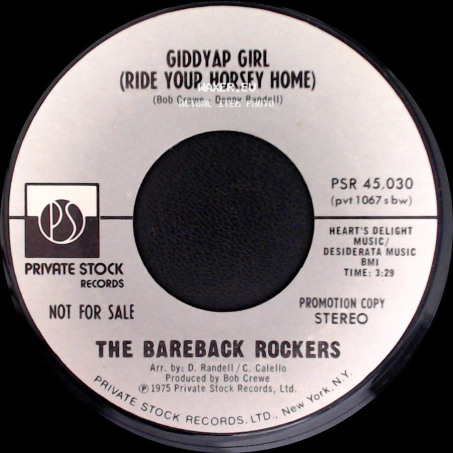 The Bareback Rockers - Giddyap Girl (Ride Your Horsey Home) / Giddyap Girl (Ride Your Horsey Home) side A