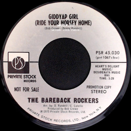 The Bareback Rockers - Giddyap Girl (Ride Your Horsey Home) / Giddyap Girl (Ride Your Horsey Home) side A