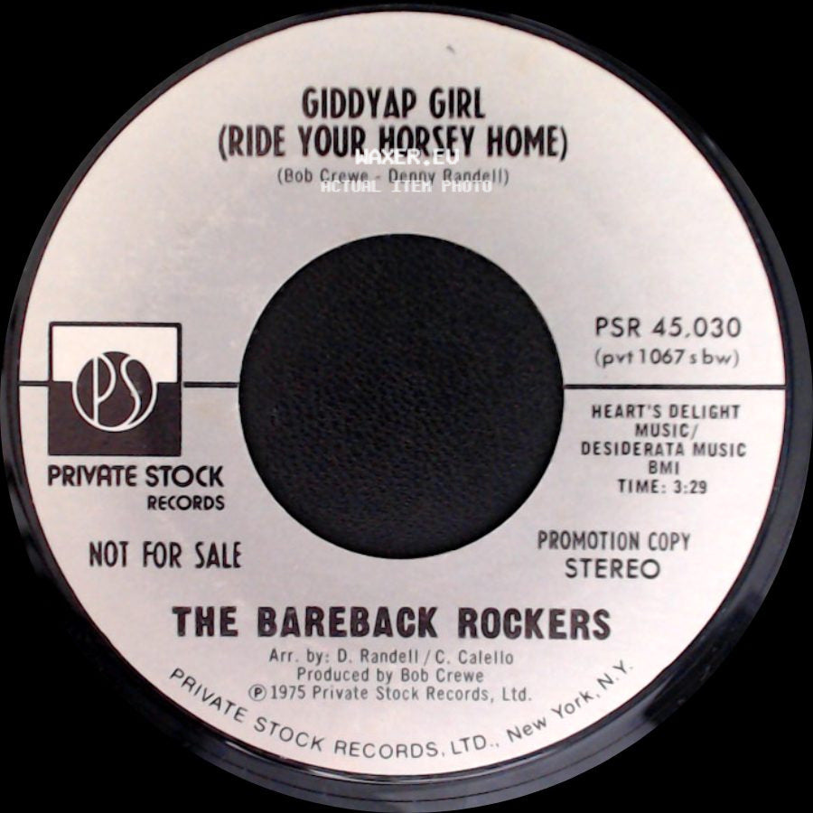 The Bareback Rockers - Giddyap Girl (Ride Your Horsey Home) / Giddyap Girl (Ride Your Horsey Home) side A