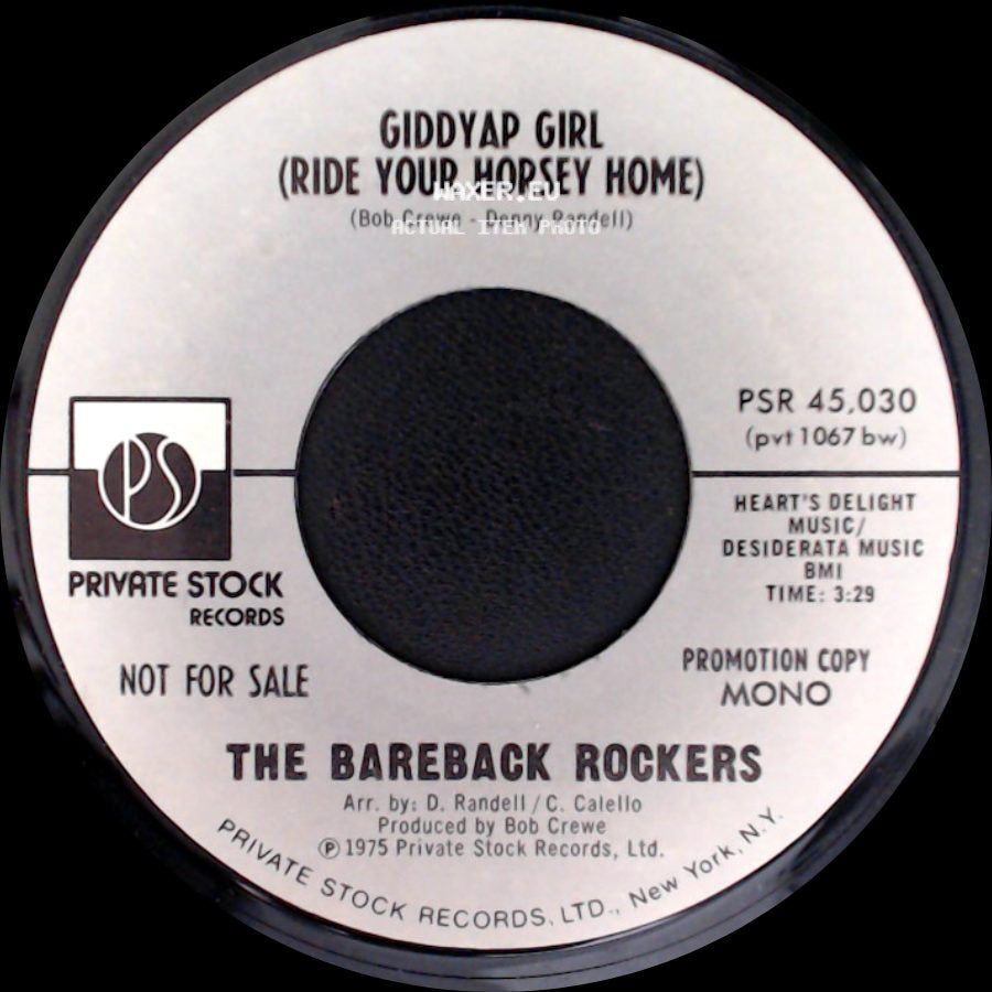 The Bareback Rockers - Giddyap Girl (Ride Your Horsey Home) / Giddyap Girl (Ride Your Horsey Home) side B
