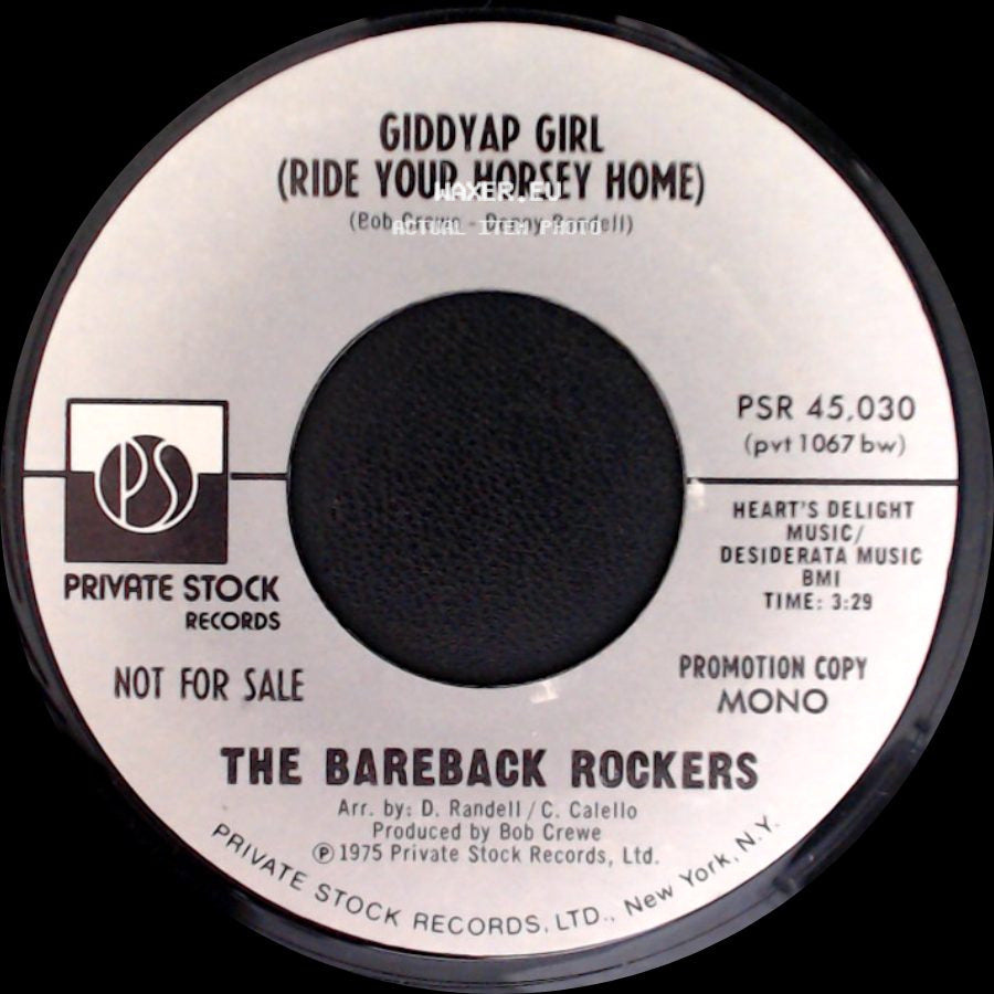 The Bareback Rockers - Giddyap Girl (Ride Your Horsey Home) / Giddyap Girl (Ride Your Horsey Home) side A