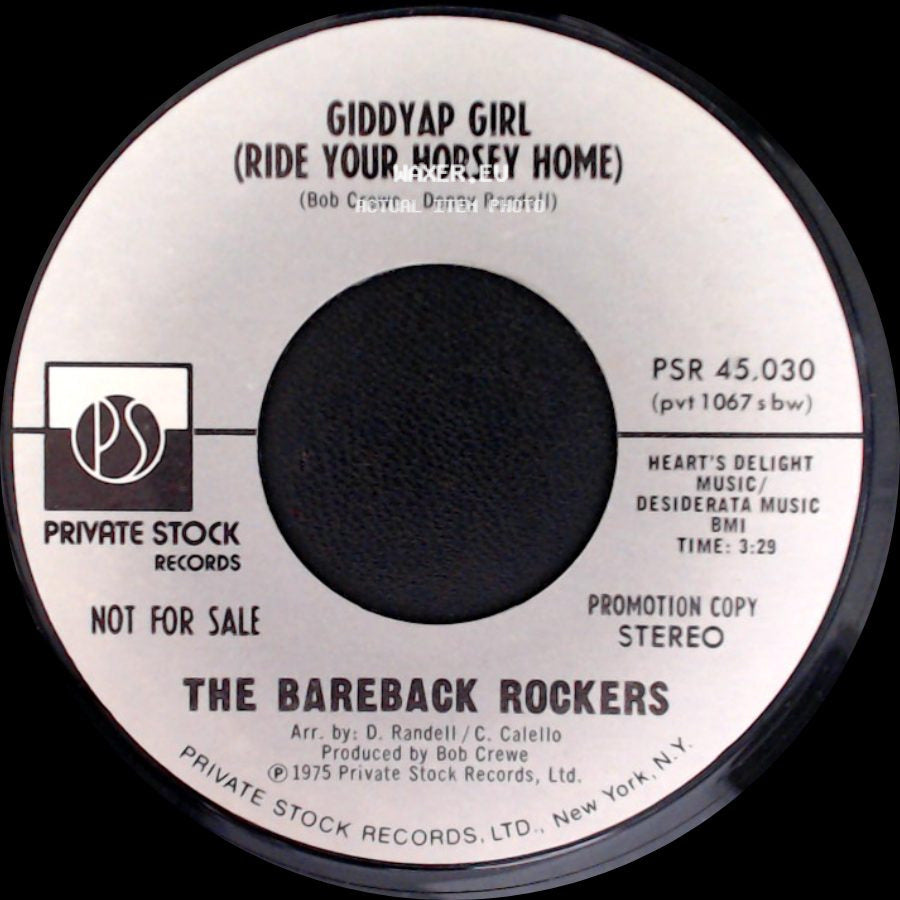 The Bareback Rockers - Giddyap Girl (Ride Your Horsey Home) / Giddyap Girl (Ride Your Horsey Home) side B