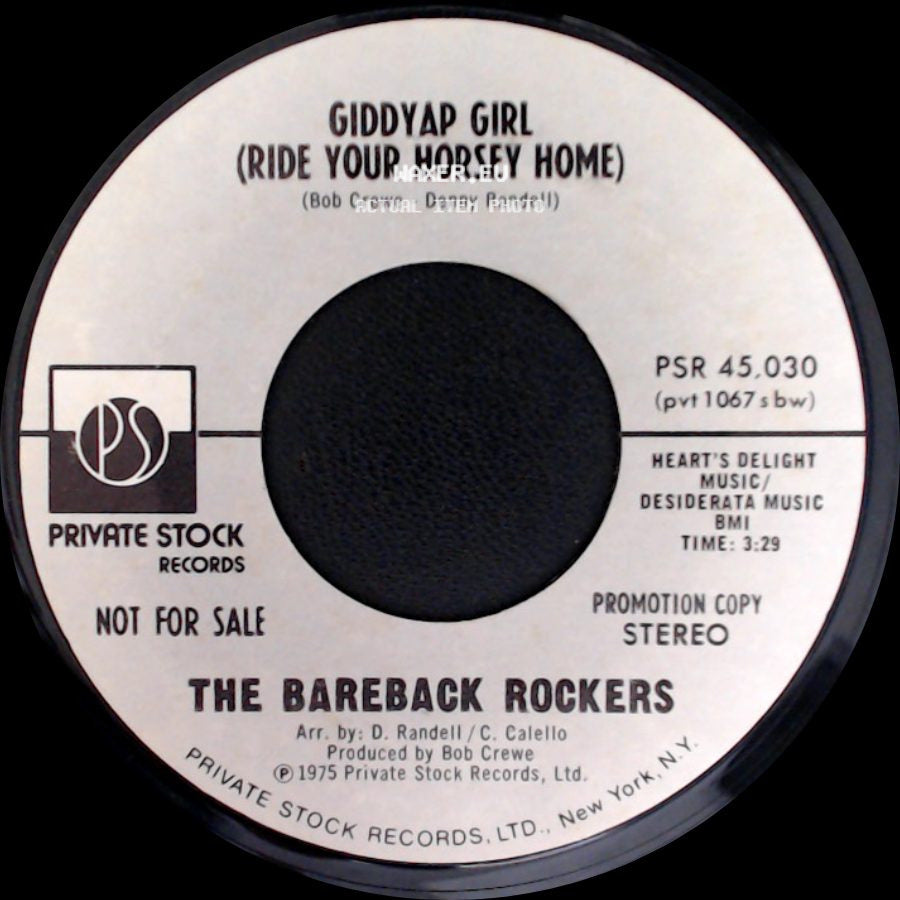 The Bareback Rockers - Giddyap Girl (Ride Your Horsey Home) / Giddyap Girl (Ride Your Horsey Home) side A