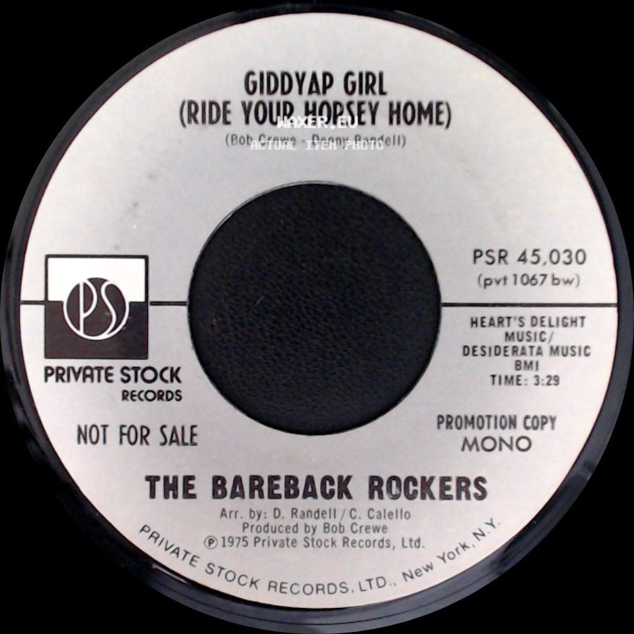 The Bareback Rockers - Giddyap Girl (Ride Your Horsey Home) / Giddyap Girl (Ride Your Horsey Home) side B