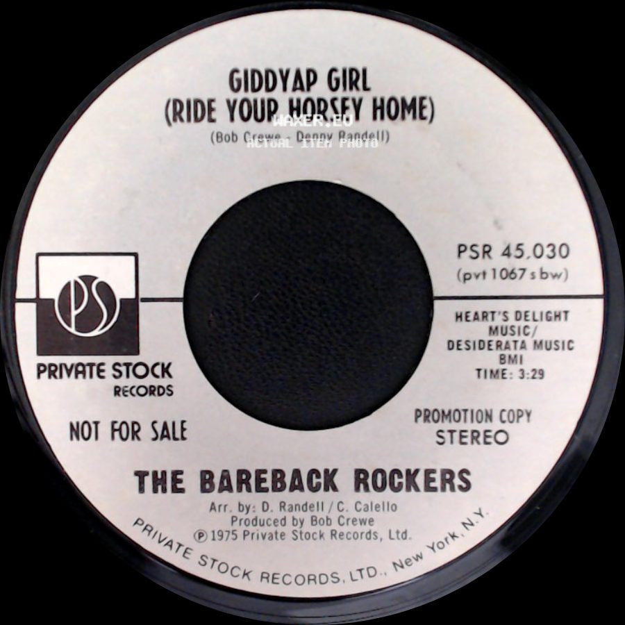 The Bareback Rockers - Giddyap Girl (Ride Your Horsey Home) / Giddyap Girl (Ride Your Horsey Home) side A