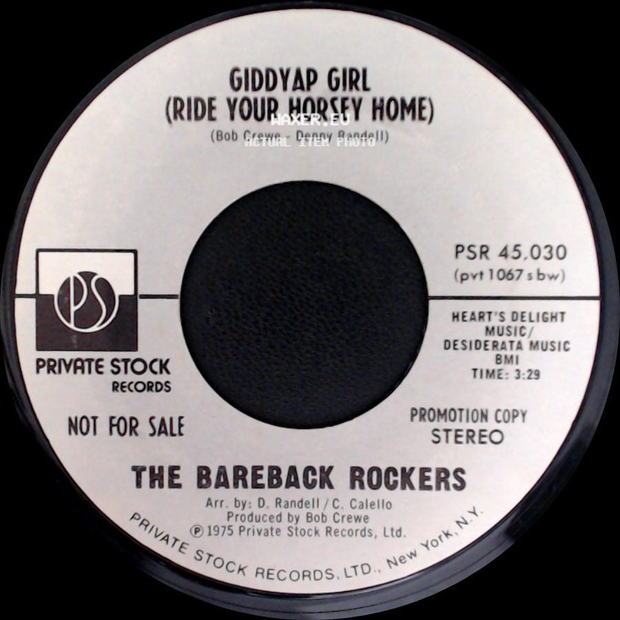 The Bareback Rockers - Giddyap Girl (Ride Your Horsey Home) / Giddyap Girl (Ride Your Horsey Home) side A