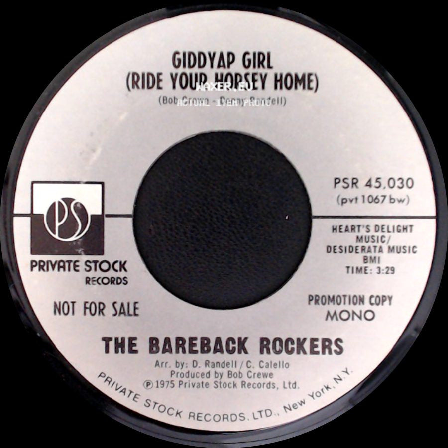 The Bareback Rockers - Giddyap Girl (Ride Your Horsey Home) / Giddyap Girl (Ride Your Horsey Home) side A
