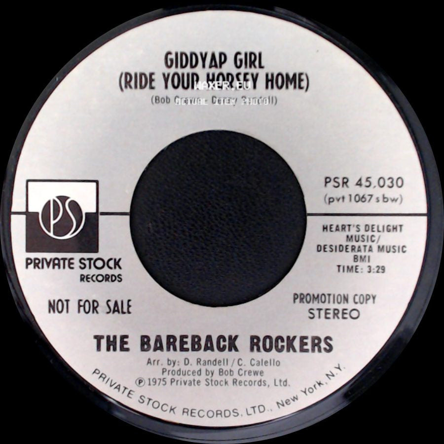 The Bareback Rockers - Giddyap Girl (Ride Your Horsey Home) / Giddyap Girl (Ride Your Horsey Home) side B