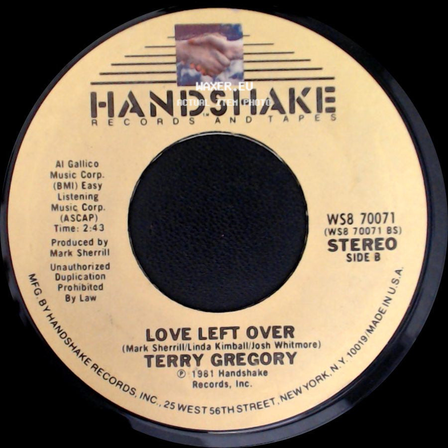 Terry Gregory - Just Like Me / Love Left Over side B