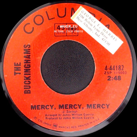 The Buckinghams - Mercy, Mercy, Mercy / You Are Gone side A