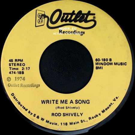 Rod Shively - Tom T. You Never Did Write Me That Song / Write Me A Song side B