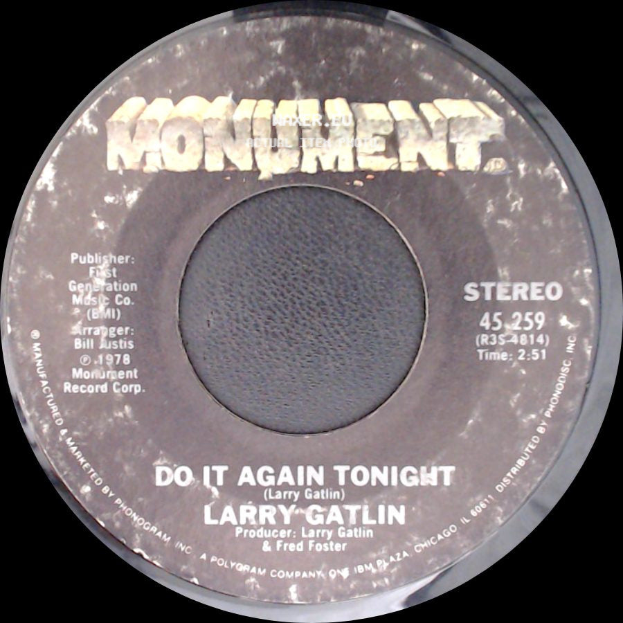 Larry Gatlin - Cold Day In Hell / Do It Again Tonight side B