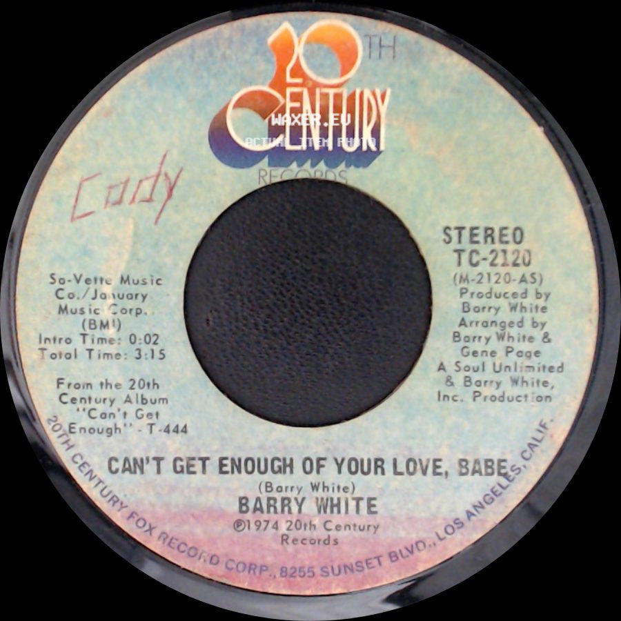 Barry White - Can't Get Enough Of Your Love, Babe / Just Not Enough side A