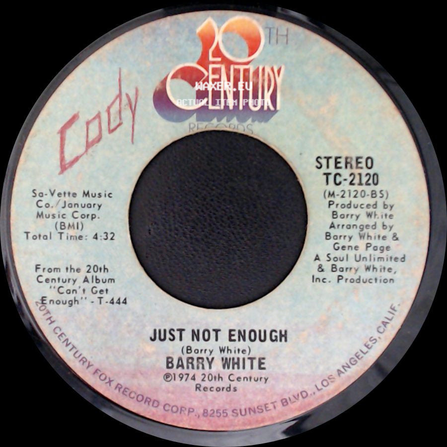 Barry White - Can't Get Enough Of Your Love, Babe / Just Not Enough side B