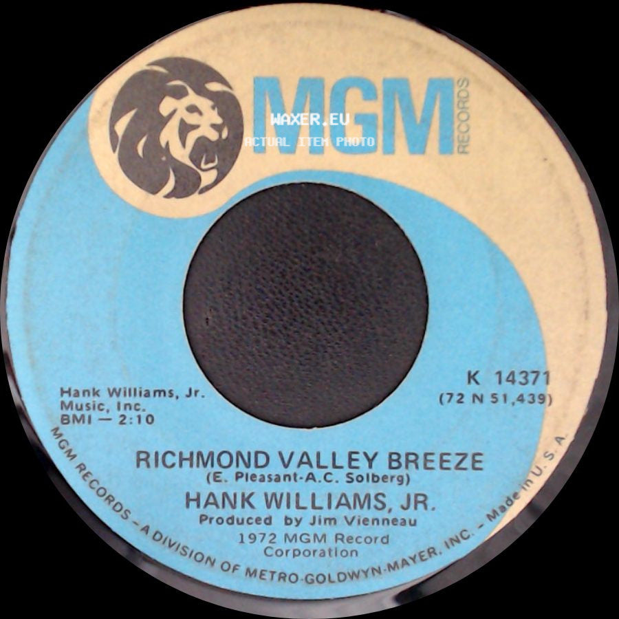 Hank Williams, Jr. - Eleven Roses / Richmond Valley Breeze side B