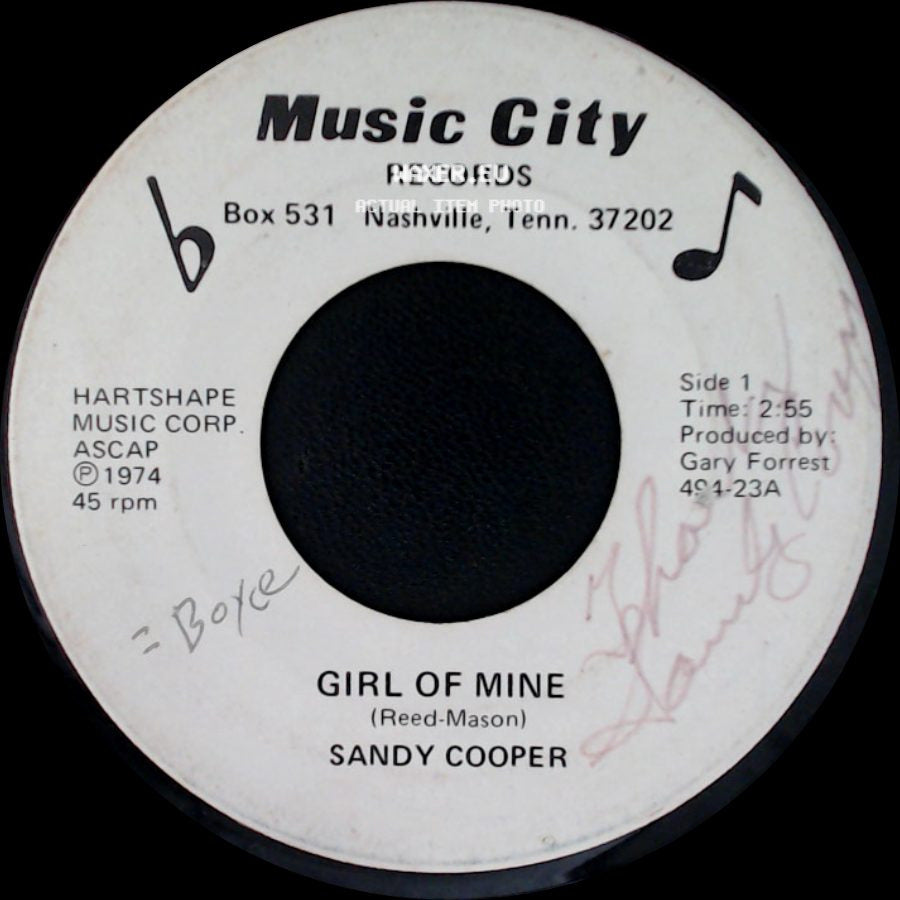 Sandy Cooper - Girl Of Mine / Flag In Despair side A