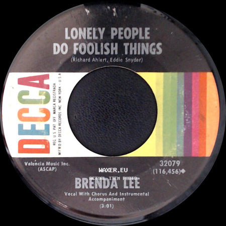 Brenda Lee - Ride, Ride, Ride / Lonely People Do Foolish Things side B