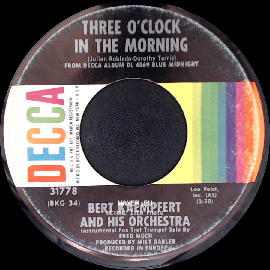 Bert Kaempfert And His Orchestra - Three O'clock In The Morning / Nothing's New side A
