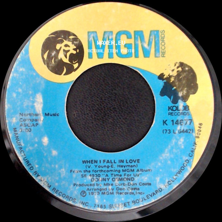 Donny Osmond - Are You Lonesome Tonight / When I Fall In Love side B