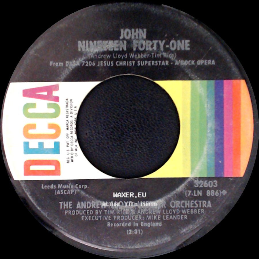 The Andrew Lloyd Webber Orchestra / Murray Head With The Trinidad Singers - John Nineteen Forty-One / Superstar side A