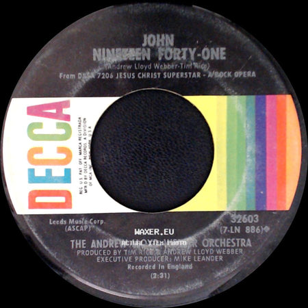 The Andrew Lloyd Webber Orchestra / Murray Head With The Trinidad Singers - John Nineteen Forty-One / Superstar side A