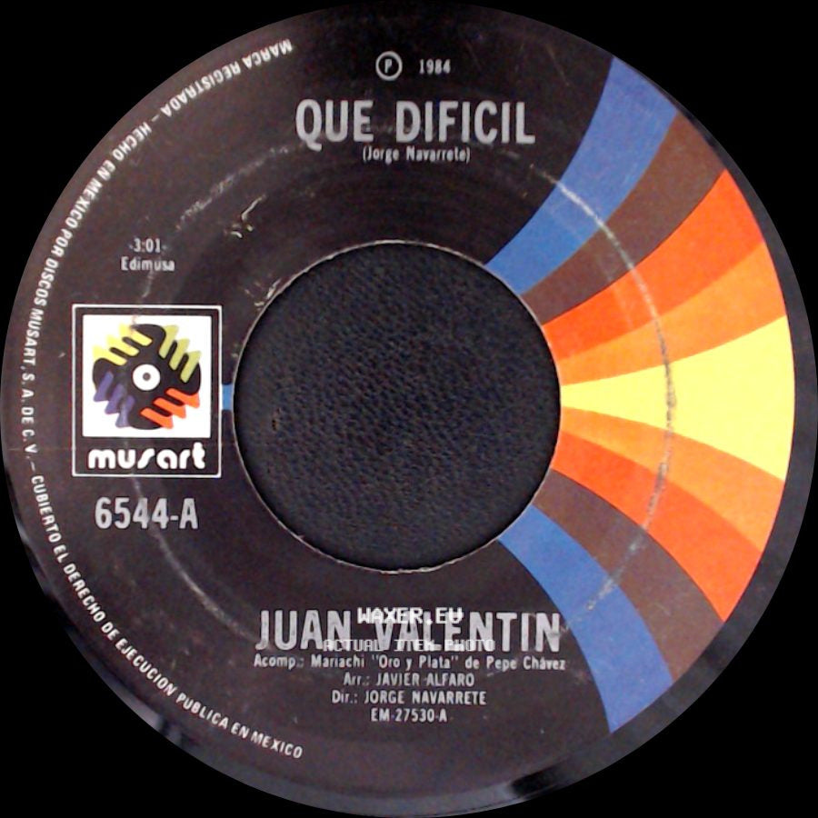 Juan Valentin - Marchita El Alma / Que Dificil side B