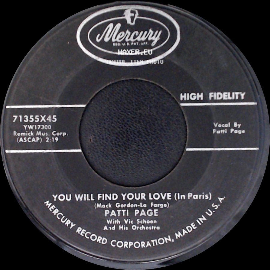 Patti Page - You Will Find Your Love (In Paris) / Fibbin' side A