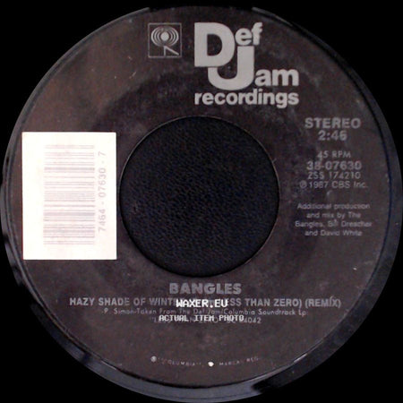 Bangles / Joan Jett & The Blackhearts - Hazy Shade Of Winter (From Less Than Zero) (Remix) / She's Lost You (From Less Than Zero) side A