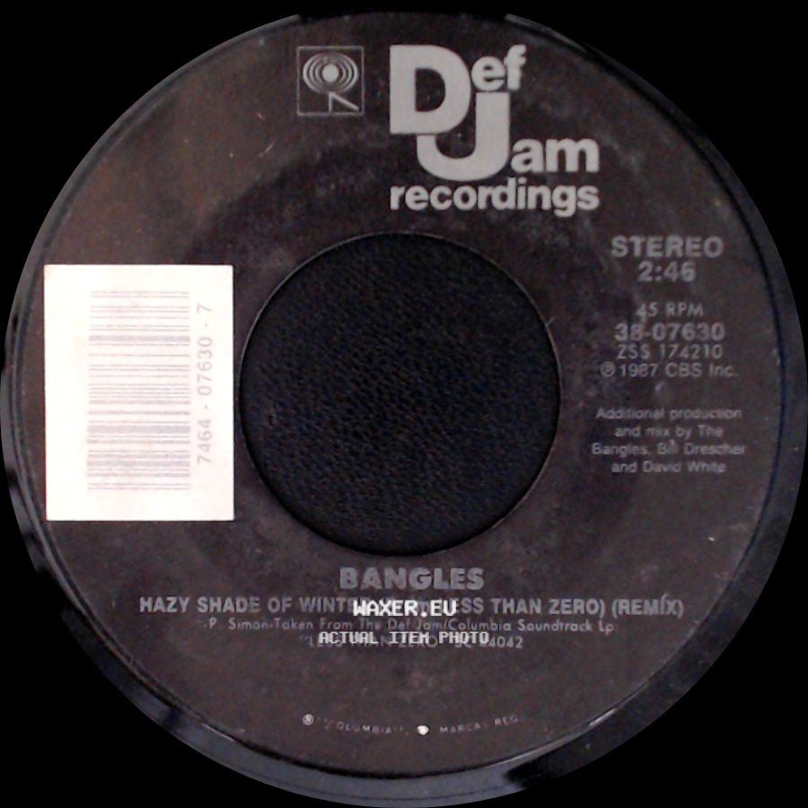 Bangles / Joan Jett & The Blackhearts - Hazy Shade Of Winter (From Less Than Zero) (Remix) / She's Lost You (From Less Than Zero) side A