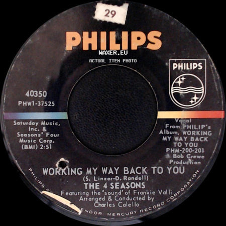 The 4 Seasons - Too Many Memories / Working My Way Back To You side B