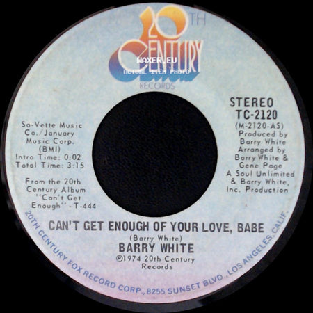 Barry White - Just Not Enough / Can't Get Enough Of Your Love, Babe side B