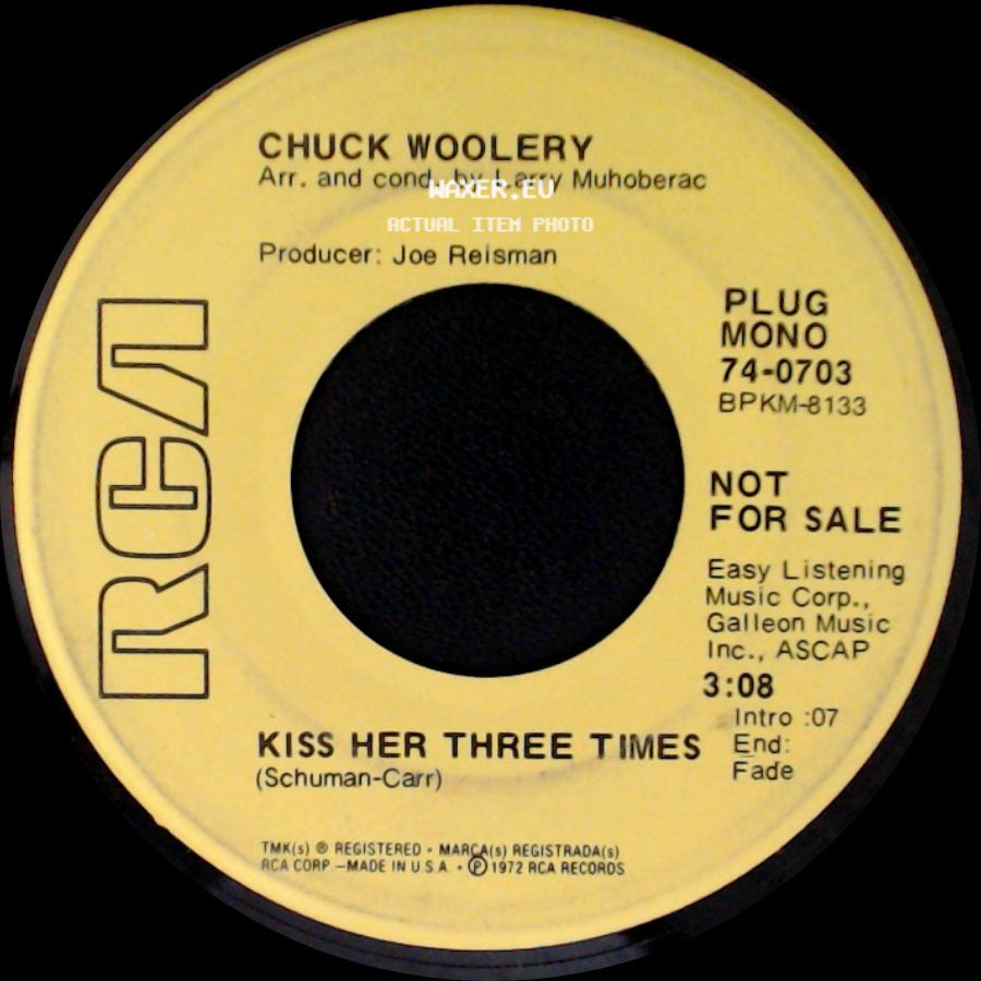 Chuck Woolery - If Only / Kiss Her Three Times side B