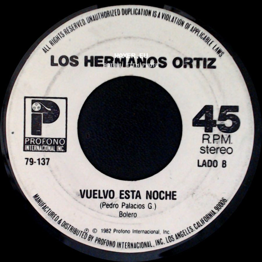 Los Hermanos Ortiz - La Novia Del Pajarillo / Vuelvo Esta Noche side B