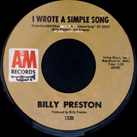 Billy Preston - Outa-Space / I Wrote A Simple Song side B