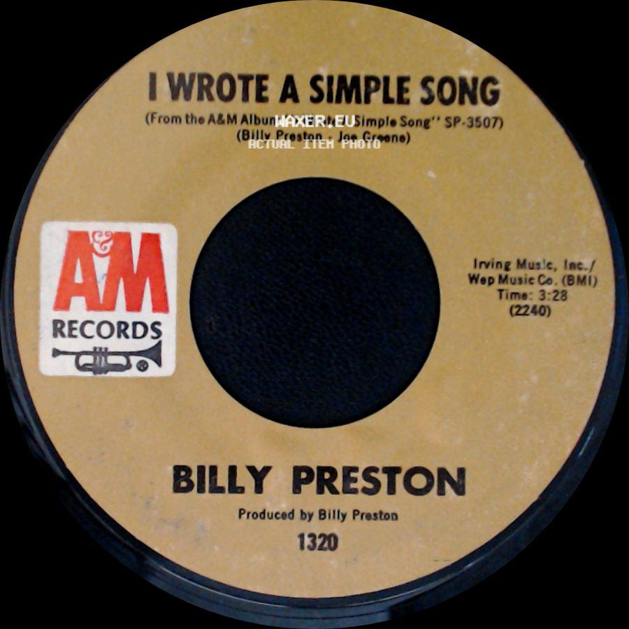 Billy Preston - Outa-Space / I Wrote A Simple Song side B