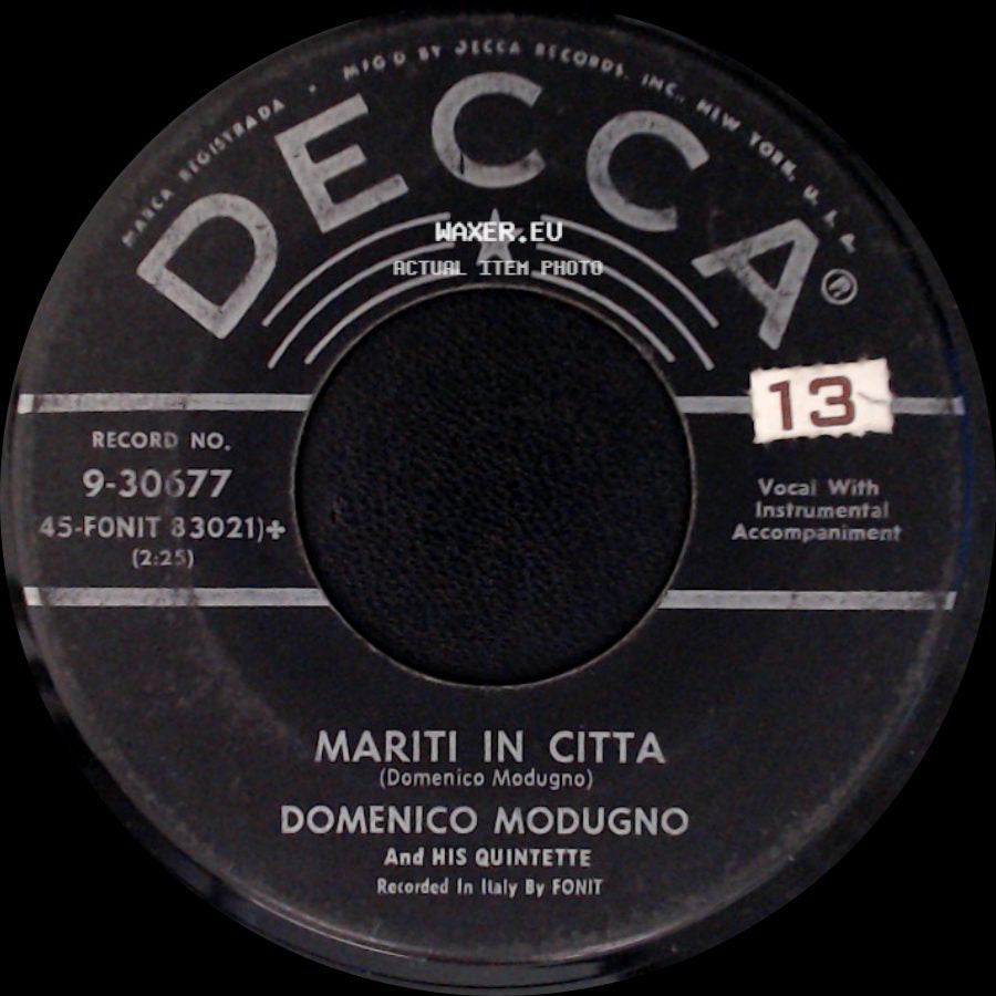 Domenico Modugno - Nel Blu Dipinto Di Blu / Mariti In Citta side B