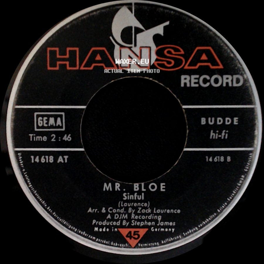 Mr. Bloe - Sinful / Groovin' With Mr. Bloe side A