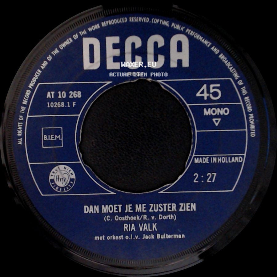 Ria Valk - De Fanfare / Dan Moet Je Me Zuster Zien side B