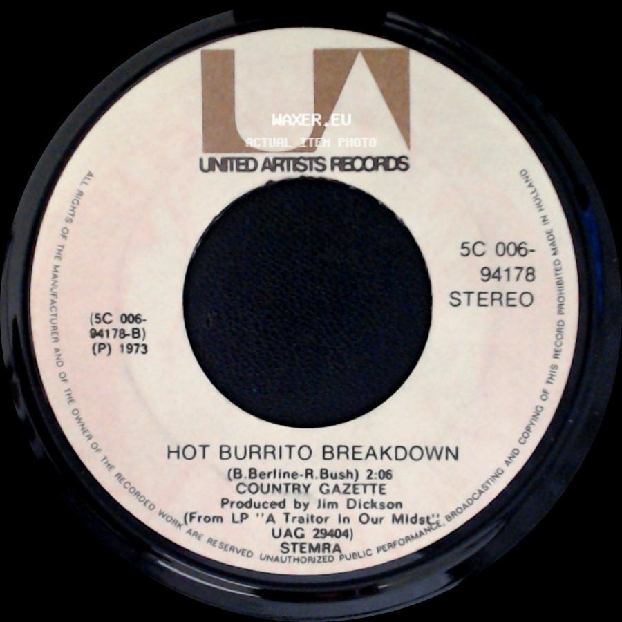 Country Gazette - Keep On Pushin' / Hot Burrito Breakdown side B