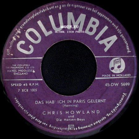 Chris Howland Und Die Hansen-Boys - Das Hab' Ich In Paris Gelernt / Blonder Stern (Little Star) side A