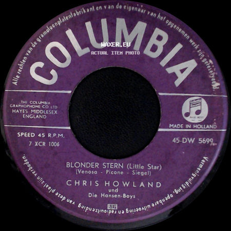 Chris Howland Und Die Hansen-Boys - Das Hab' Ich In Paris Gelernt / Blonder Stern (Little Star) side B