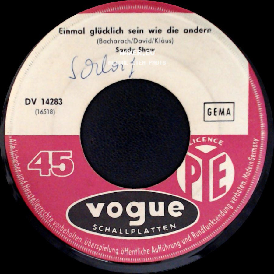 Sandy Shaw - Einmal Glücklich Sein Wie Die Andern / Ohne Dich side A