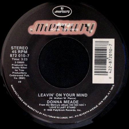 Donna Meade - Leavin' On Your Mind / From A Distance side A