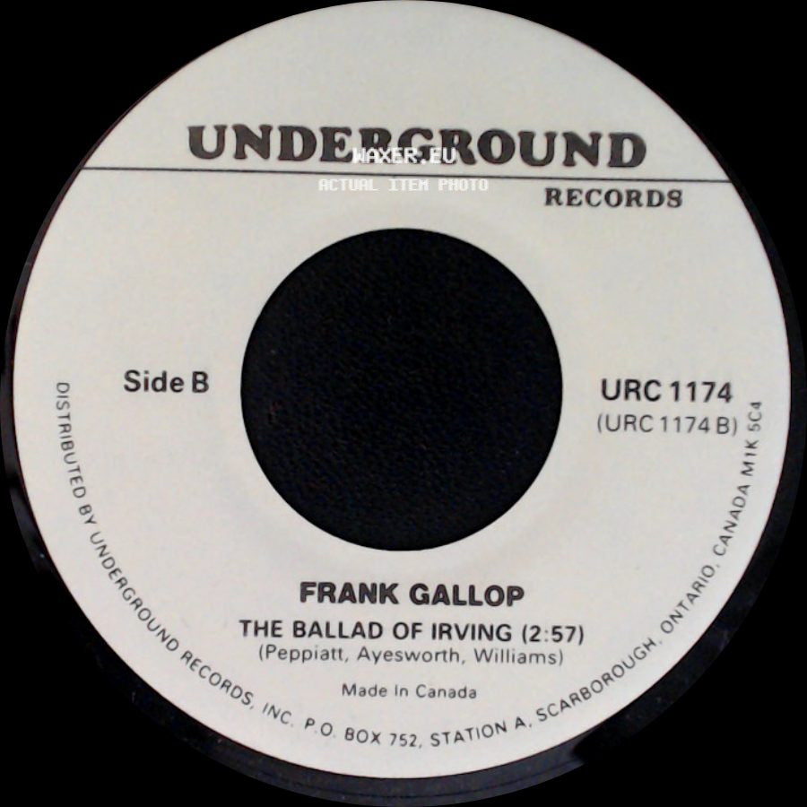 Bob Mcphadden (With Rod Mckuen) / Frank Gallop - The Mummy (1:57) / The Ballad Of Irving side B