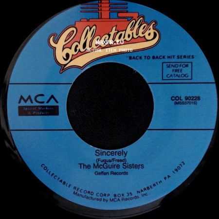 The Mcguire Sisters - Sugartime / Sincerely side B